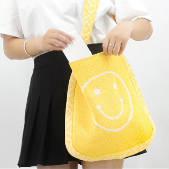 NEW! Bohemian Aztec Strap Smile Face Woven Bag - Picture 5 of 5